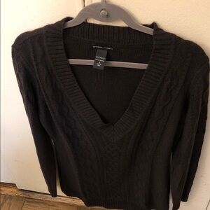 New York & Company Black V-Neck Sweater